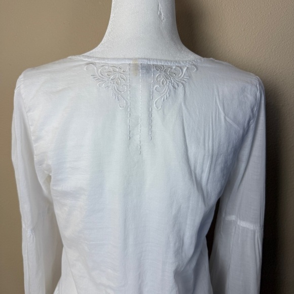 Monoreno White Embroidered Peasant Boho Blouse- Small - Picture 7 of 9